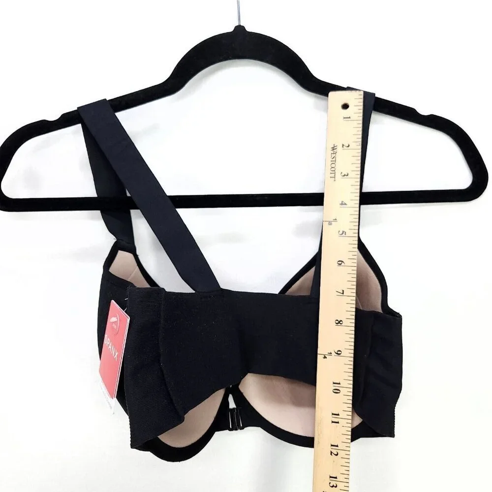 SPANX Bra Black Illusion Lace Full Coverage Underwire Front Close 32DD Stretch - Picture 9 of 15